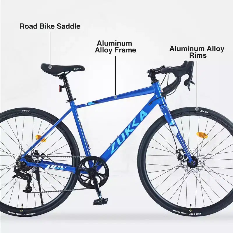 Whisen Vélo de route 28 pouces, vélo d'extérieur pour adultes avec 7 vitesses, cadre en alliage d'aluminium pour hommes et femmes