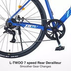 Whisen Vélo de route 28 pouces, vélo d'extérieur pour adultes avec 7 vitesses, cadre en alliage d'aluminium pour hommes et femmes