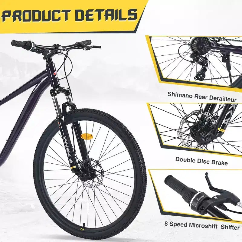 VTT Whisen 27.5 avec dérailleur arrière 8 vitesses, suspension avant, cadre en acier