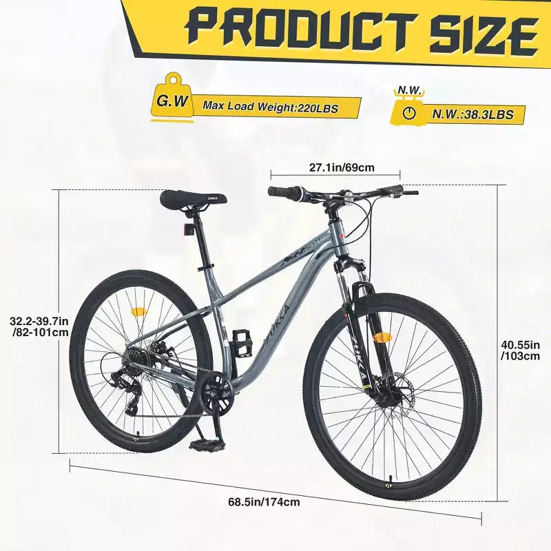 VTT Whisen 27.5 avec dérailleur arrière 8 vitesses, suspension avant, cadre en acier