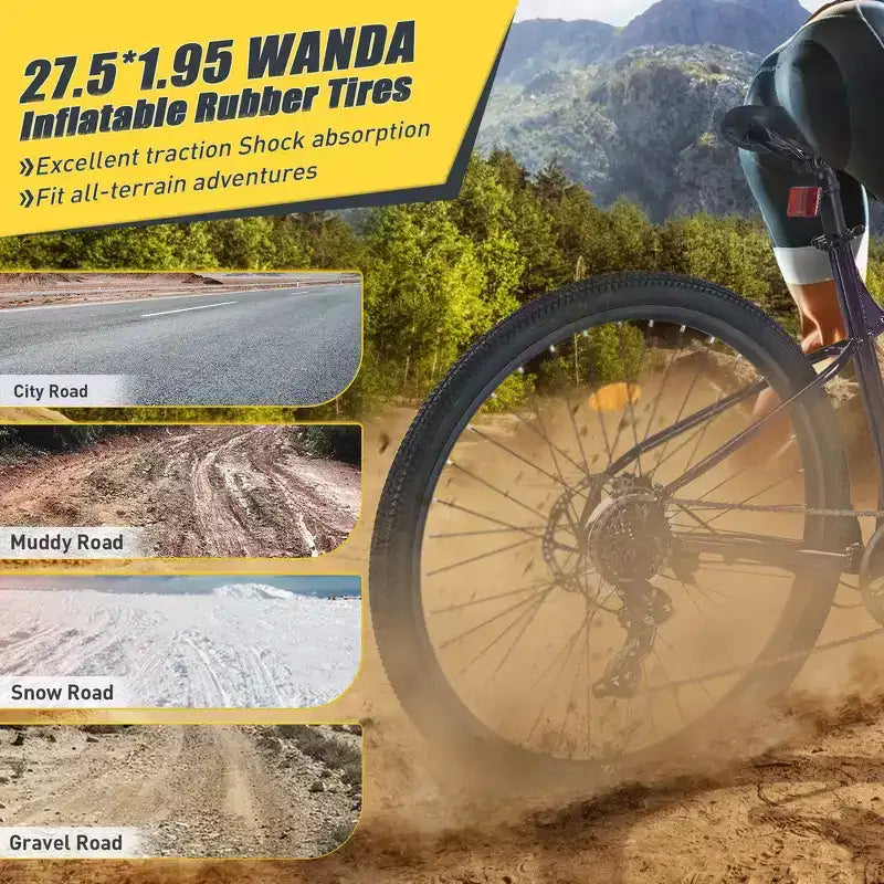 VTT Whisen 27.5 avec dérailleur arrière 8 vitesses, suspension avant, cadre en acier
