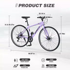 Vélo de route Whisen 28, vélo de ville hybride avec cadre en alliage d'aluminium Shimano 7 vitesses et freins à double disque