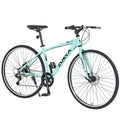 Vélo de route Whisen 28, vélo de ville hybride avec cadre en alliage d'aluminium Shimano 7 vitesses et freins à double disque