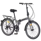 Vélo pliant de ville Whisen 24, vélos adultes avec Shimano 7 vitesses, cadre en acier