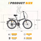 Vélo pliant de ville Whisen 24, vélos adultes avec Shimano 7 vitesses, cadre en acier