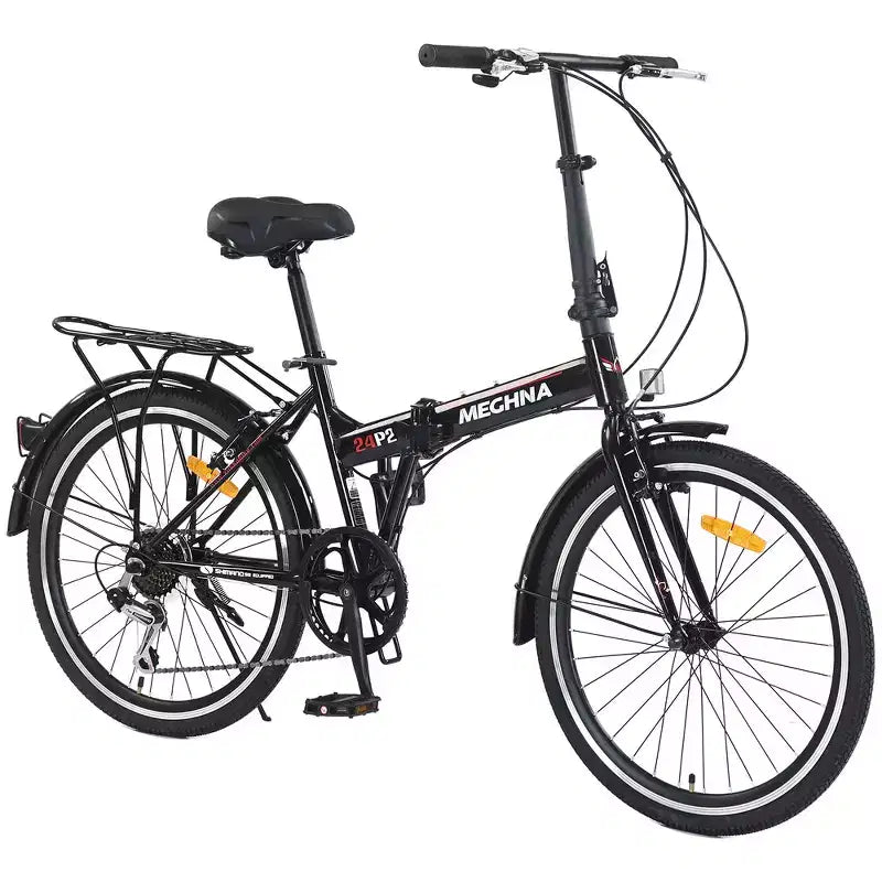 Vélo pliant de ville Whisen 24, vélos adultes avec Shimano 7 vitesses, cadre en acier