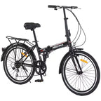Vélo pliant de ville Whisen 24, vélos adultes avec Shimano 7 vitesses, cadre en acier
