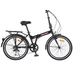 Vélo pliant de ville Whisen 24, vélos adultes avec Shimano 7 vitesses, cadre en acier