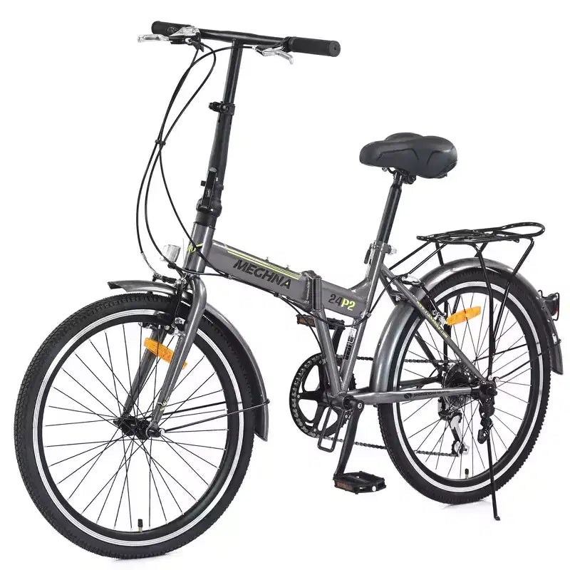 Vélo pliant de ville Whisen 24, vélos adultes avec Shimano 7 vitesses, cadre en acier
