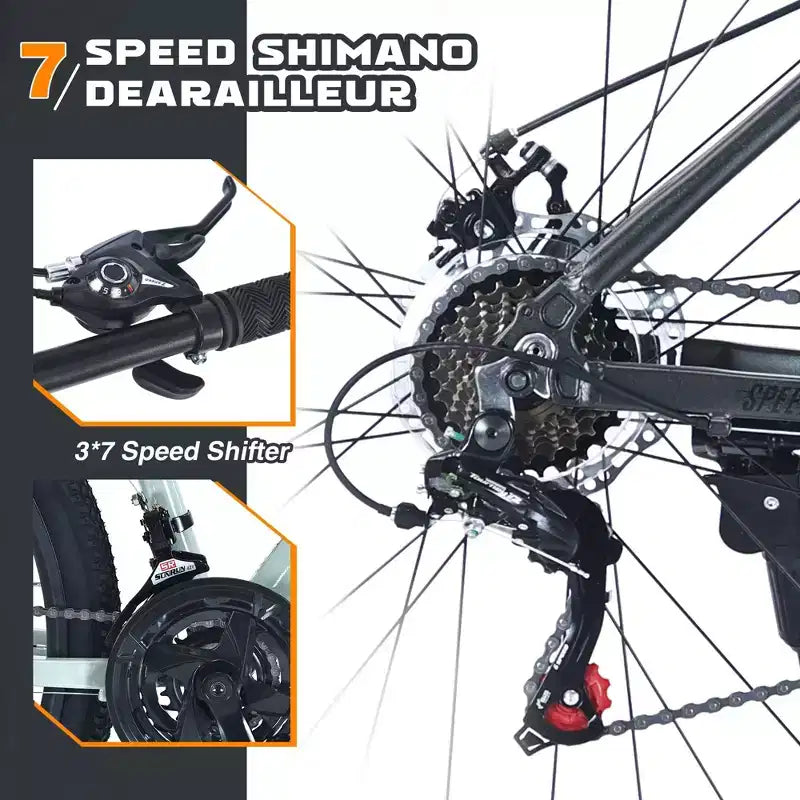 VTT Okak 27,5 pouces avec cadre en alliage d'aluminium, vélo tout-terrain pour enfants avec 21 vitesses et suspension avant, vélo pour enfants et adultes