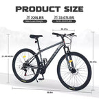 VTT Okak 27,5 pouces avec cadre en alliage d'aluminium, vélo tout-terrain pour enfants avec 21 vitesses et suspension avant, vélo pour enfants et adultes