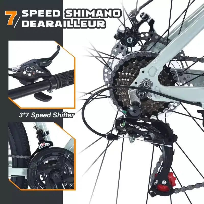 VTT Okak 27,5 pouces avec cadre en alliage d'aluminium, vélo tout-terrain pour enfants avec 21 vitesses et suspension avant, vélo pour enfants et adultes