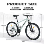 VTT Okak 27,5 pouces avec cadre en alliage d'aluminium, vélo tout-terrain pour enfants avec 21 vitesses et suspension avant, vélo pour enfants et adultes