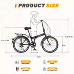 Vélo pliant Okak 24 pouces avec 7 vitesses et cadre en acier, vélos de croisière avec porte-bagages arrière et garde-boue, vélo adulte pour les voyages et les trajets quotidiens