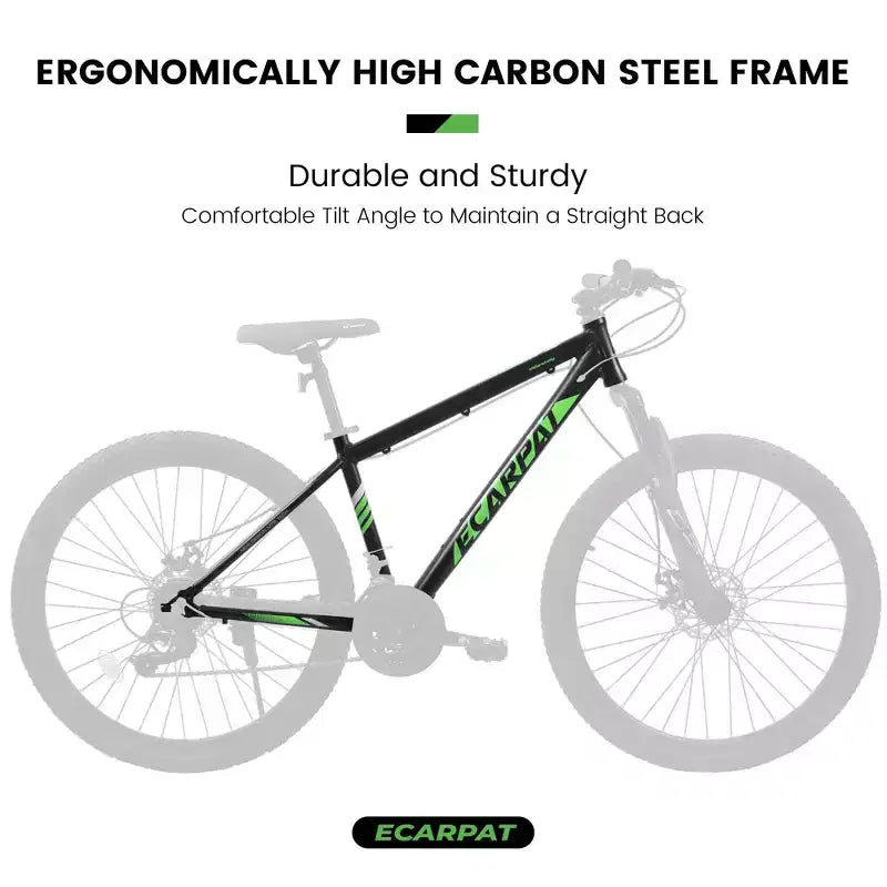 VTT Okak 27 pouces avec fourche suspendue et cadre en aluminium, VTT tout-terrain 21 vitesses avec frein à disque, vélo pour adultes hommes et femmes
