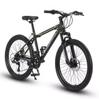 Vélo VTT Okak 24 pouces avec cadre en acier, vélo enfant avec 21 vitesses Shimano, freins à disque double et suspension avant, bicyclette pour adolescents