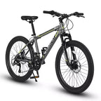 Okak 24IN Mountain Bike with Steel Frame, Kids Bike with Shimano 21 Speed, Daul Disc Brakes and Front Suspension, Bicycle for Teens