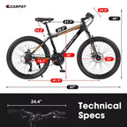 Vélo tout terrain Okak 26 pouces, 21 vitesses et freins à disque, vélo de cross pour enfants avec cadre en acier à haute teneur en carbone, vélo pour hommes adultes et adolescents