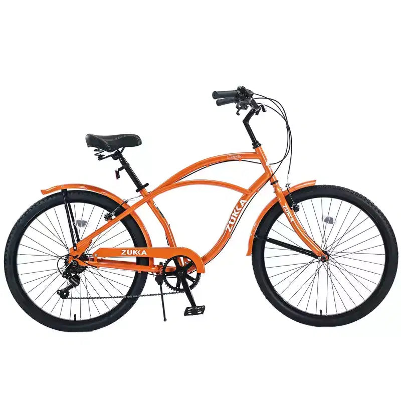Vélo de plage Okak 26 pouces avec système 7 vitesses, vélo homme avec freins en V avant et arrière, vélo à cadre métallique pour adolescents et adultes