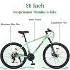 Vélo adulte Okak 26 pouces, 24 vitesses, fourche suspendue, VTT avec pneus KENDA et freins à disque, VTT à pneus larges pour hommes et femmes
