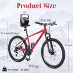 Vélo adulte Okak 26 pouces, 24 vitesses, fourche suspendue, VTT avec pneus KENDA et freins à disque, VTT à pneus larges pour hommes et femmes