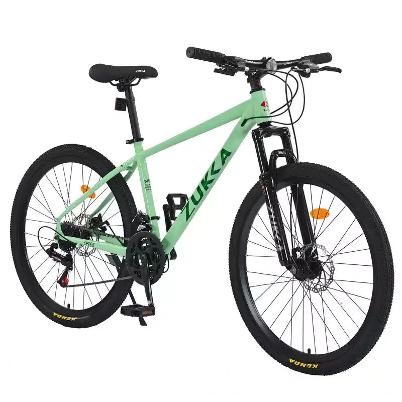 Vélo adulte Okak 26 pouces, 24 vitesses, fourche suspendue, VTT avec pneus KENDA et freins à disque, VTT à pneus larges pour hommes et femmes