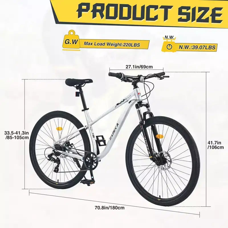 VTT Okak 29 pouces avec système 8 vitesses, Dirt Bike avec cadre en acier et suspension avant, vélo pour adultes hommes, femmes, garçons et filles