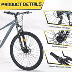 VTT Okak 29 pouces avec système 8 vitesses, Dirt Bike avec cadre en acier et suspension avant, vélo pour adultes hommes, femmes, garçons et filles