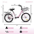 Vélo Okak 20 pouces pour enfant avec cadre en acier léger, vélos cruiser pour enfants avec frein à rétropédalage et frein en V, mini-vélo avec protège-chaîne et porte-bagages arrière