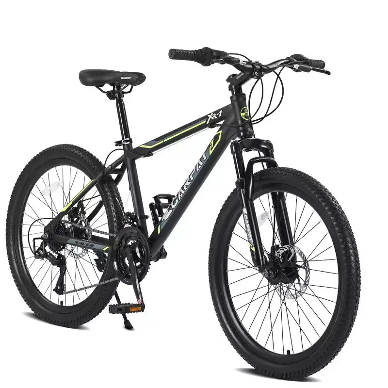 VTT Okak 24 pouces avec freins à disque doubles et suspension avant, vélo pour enfants avec 21 vitesses et cadre en acier, vélo pour garçons, filles