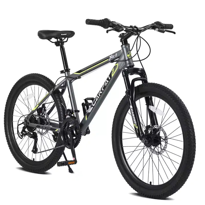 VTT Okak 24 pouces avec freins à disque doubles et suspension avant, vélo pour enfants avec 21 vitesses et cadre en acier, vélo pour garçons, filles