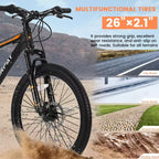 VTT Okak 26 pouces avec 21 vitesses et freins à disque mécaniques, vélo adulte avec cadre en acier à haute teneur en carbone, Dirt Bike pour enfants et adultes