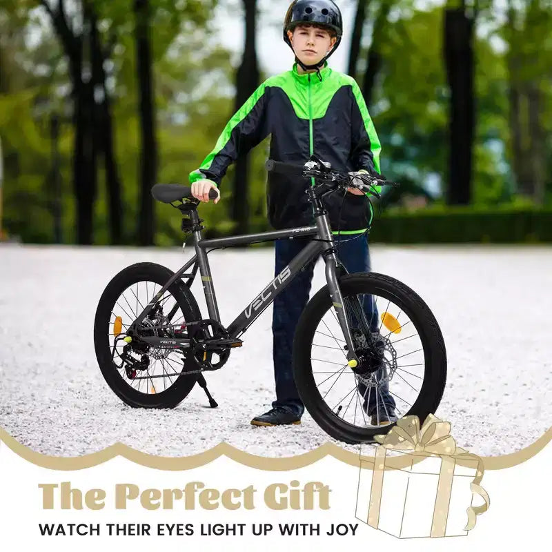 Vélo enfant Okak 20" avec 7 vitesses et cadre en acier, vélo enfant avec double freins à disque et pneus de 1,75", vélos cruiser pour garçons et filles