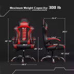 Chaise de jeu ergonomique Yaheetech en cuir PU, chaise de bureau exécutive avec accoudoirs rembourrés