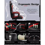 Chaise de jeu ergonomique Yaheetech en cuir PU, chaise de bureau exécutive avec accoudoirs rembourrés