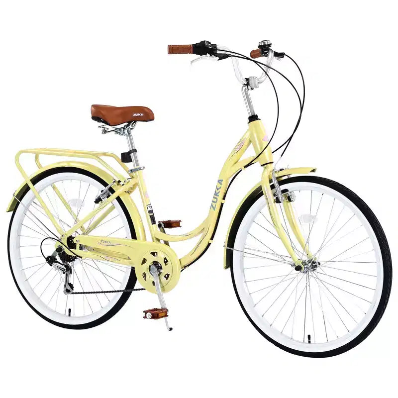 NAYSAYE Vélo de plage Cruiser 24 pouces pour femme, vélo de ville 7 vitesses avec double frein en V, vélo de ville pour adulte femme, homme