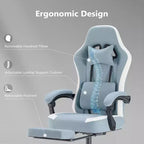 Chaise de jeu Bestier avec support lombaire, chaise de bureau avec hauteur réglable, accoudoirs et appuie-tête, roues rotatives à 360°