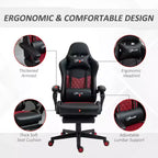 Chaise de Bureau et Gaming Fauteuil Gamer en Cuir PU Diamant, Dossier Haut, Fauteuil Inclinable Pivotant avec Repose-Pieds, Support Lombaire, Hauteur Réglable