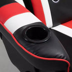 Fauteuil de gamer, Inclinable Style Racing avec Support Lombaire, Repose-Pieds et Porte-Gobelet/Blanc/Rouge