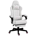 High Back PU Leather Gaming Chair, Racing Computer Chair with Swivel Wheels, Retractable Footrest, Headrest, Lumbar Support, and Armrest