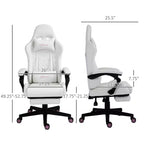 Chaise de jeu en cuir PU à dossier haut, Chaise d'ordinateur de course avec roulettes pivotantes, repose-pieds rétractable, appui-tête, support lombaire et accoudoirs