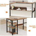 Besiost Bureau d'angle en L de 119,4 cm avec rangements, prises de courant, ports USB, bureau réversible pour ordinateur