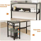 Besiost Bureau d'angle en L de 119,4 cm avec rangements, prises de courant, ports USB, bureau réversible pour ordinateur
