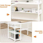 Besiost Bureau d'angle en L de 119,4 cm avec rangements, prises de courant, ports USB, bureau réversible pour ordinateur