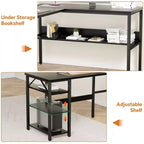 Besiost Bureau d'angle en L de 119,4 cm avec rangements, prises de courant, ports USB, bureau réversible pour ordinateur