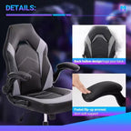 Chaise de jeu ergonomique TUYOHW, chaise de bureau avec dossier en S, mode bascule et hauteur réglable, mousse haute résilience