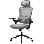 Chaise de bureau à roulettes TUYOHW en maille croisée, chaise de bureau avec support lombaire et appui-tête réglables, chaise de gaming avec accoudoirs relevables souples pour le bureau