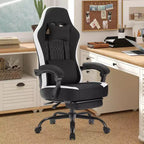 TUYOHW Fauteuil de bureau en microfibre pivotant à roulettes, avec appui-tête et coussin lombaire amovibles, chaise de jeu pour bureau
