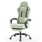 TUYOHW Fauteuil de bureau en microfibre pivotant à roulettes, avec appui-tête et coussin lombaire amovibles, chaise de jeu pour bureau