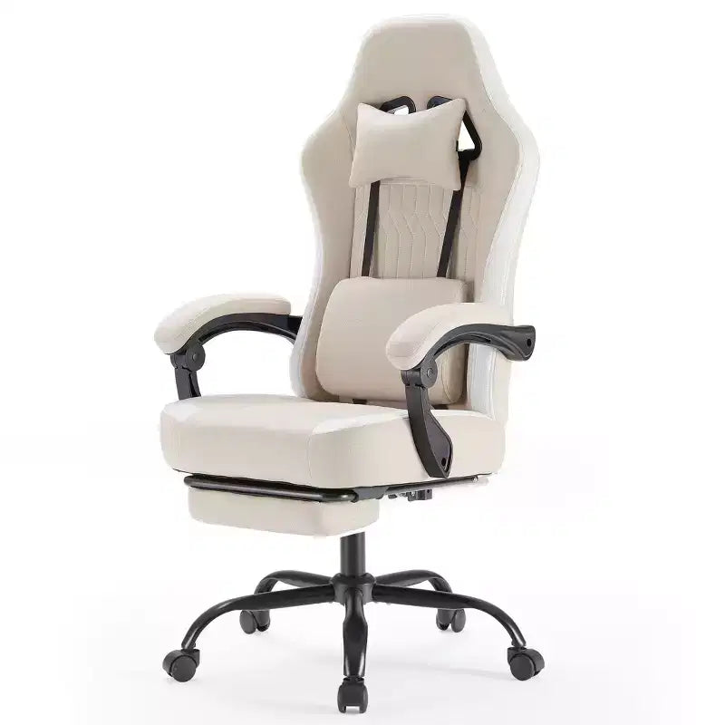 TUYOHW Fauteuil de bureau en microfibre pivotant à roulettes, avec appui-tête et coussin lombaire amovibles, chaise de jeu pour bureau